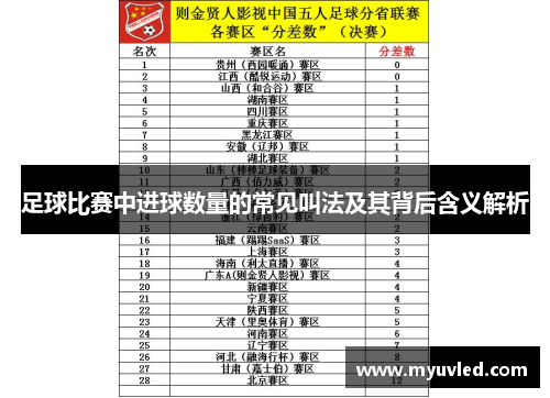 足球比赛中进球数量的常见叫法及其背后含义解析