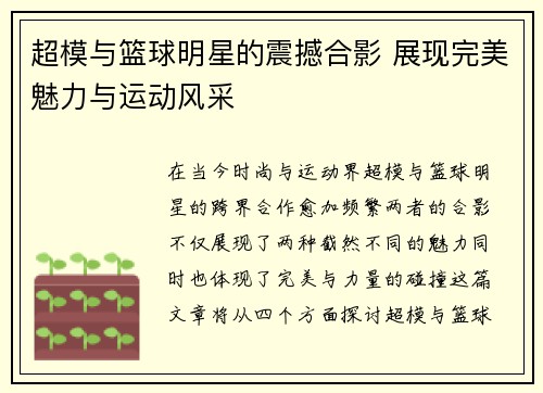 超模与篮球明星的震撼合影 展现完美魅力与运动风采
